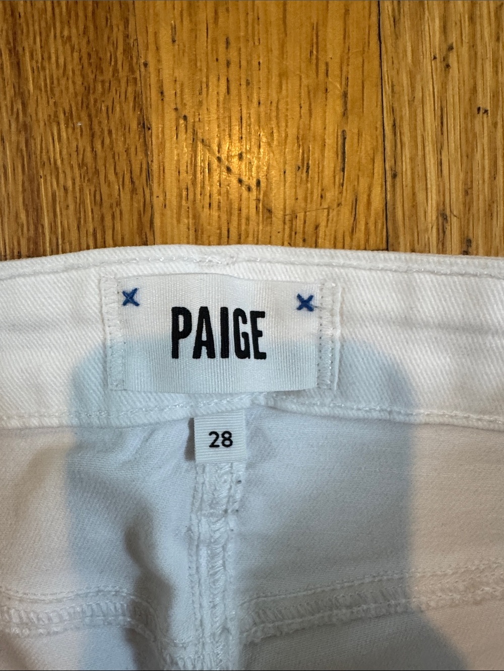 PAIGE White Wide Leg Jeans with Raw Hem Women’s 28 - Picture 3 of 5